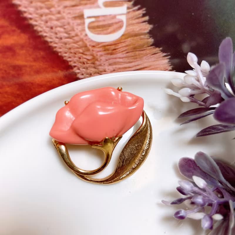 【西洋古董飾品】Avon掐絲霧金牽牛花 粉紅美 精緻禮物胸章胸針
