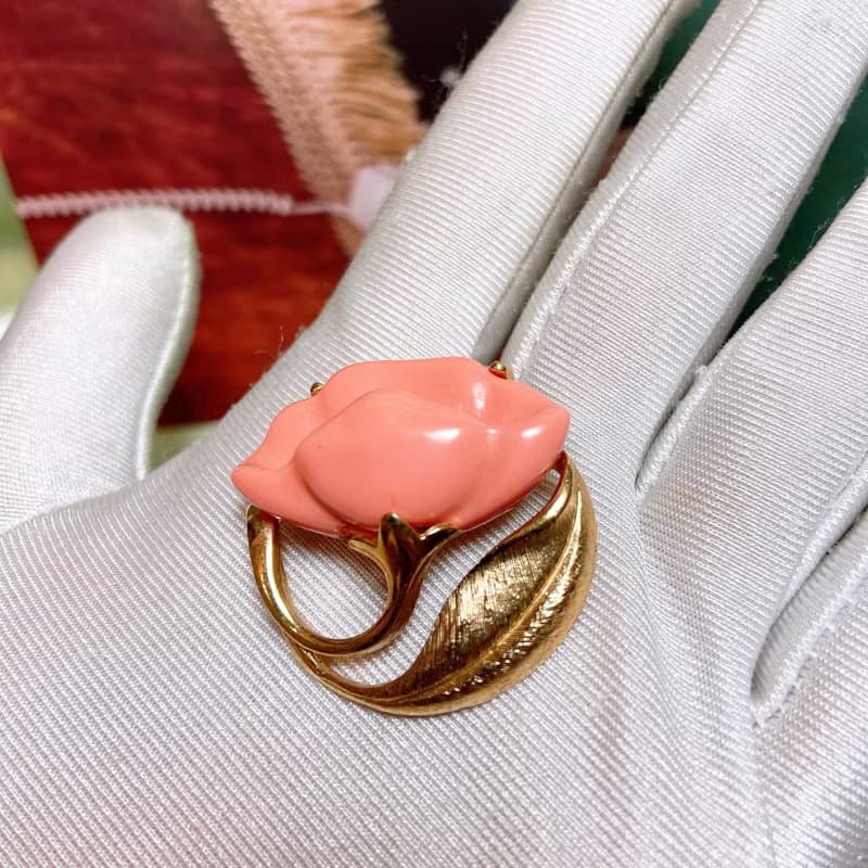 【西洋古董飾品】Avon掐絲霧金牽牛花 粉紅美 精緻禮物胸章胸針