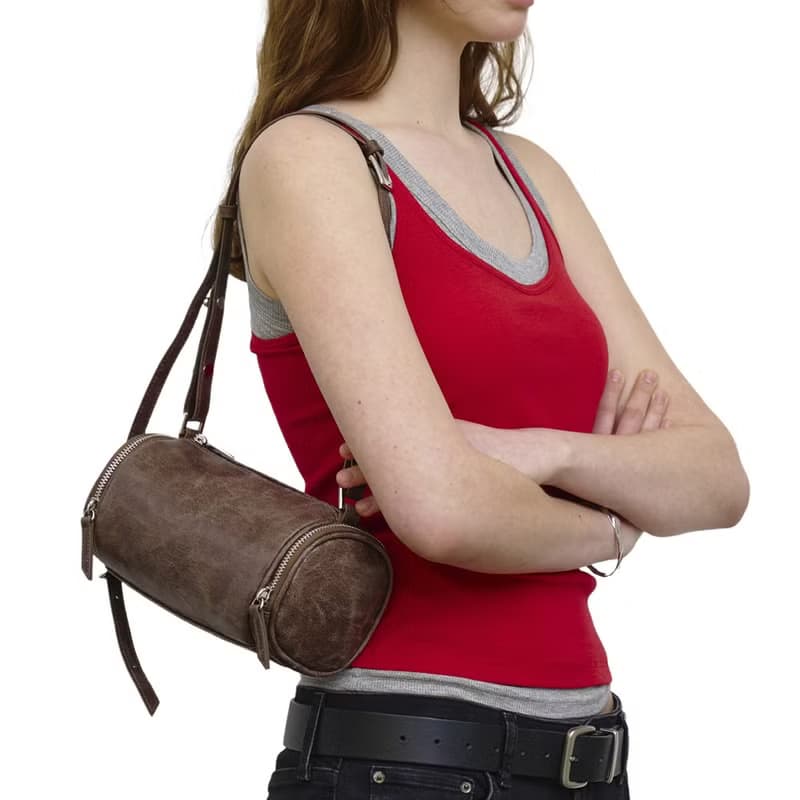 韓國製 MUR Rollpocket 手袋/單肩包/手提袋 (Washed Dark Brown)