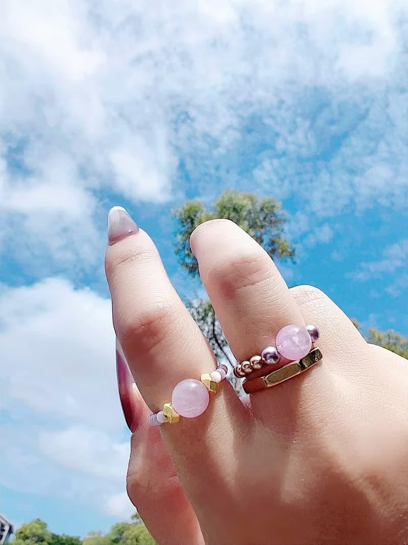 優雅溫柔知性少女 紫鋰輝x粉晶 18k 原創手作小眾 串珠項鍊