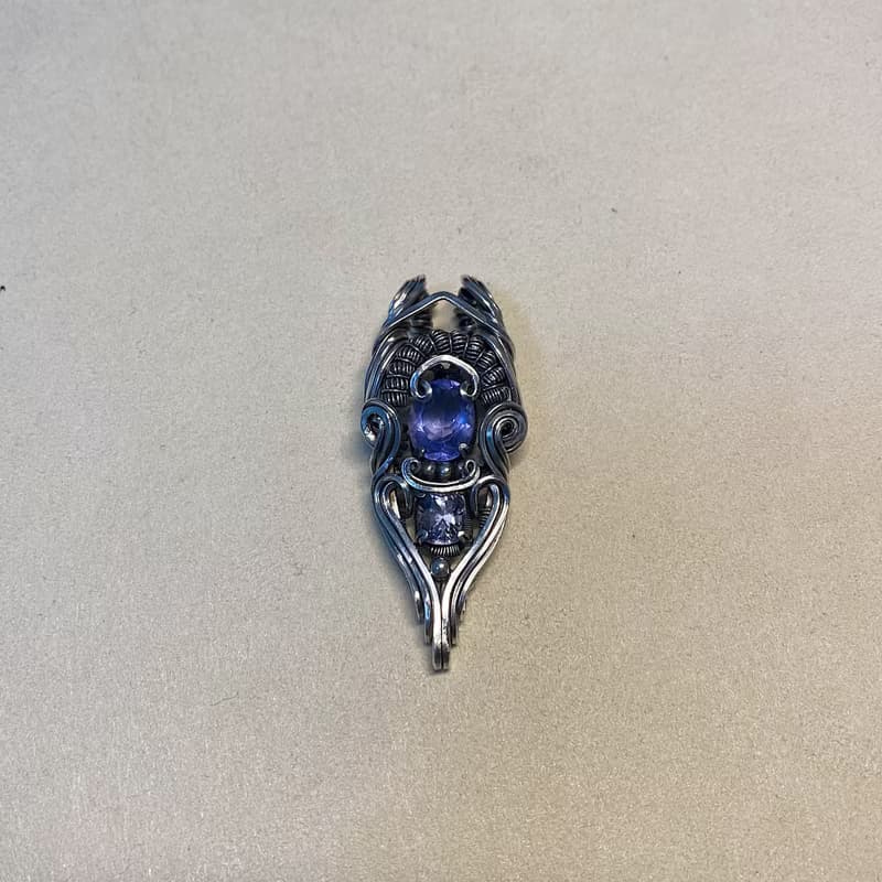 變色螢石 尖晶石 項鍊 金屬編織 銀飾