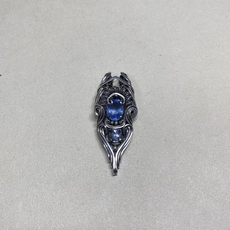變色螢石 尖晶石 項鍊 金屬編織 銀飾
