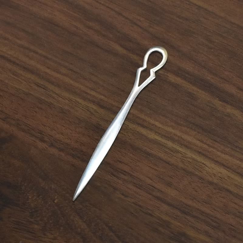 銀の菓子切り　菓子楊枝　透かし模様