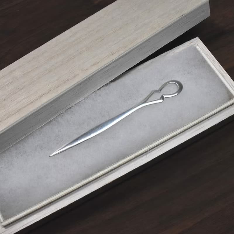 銀の菓子切り　菓子楊枝　透かし模様