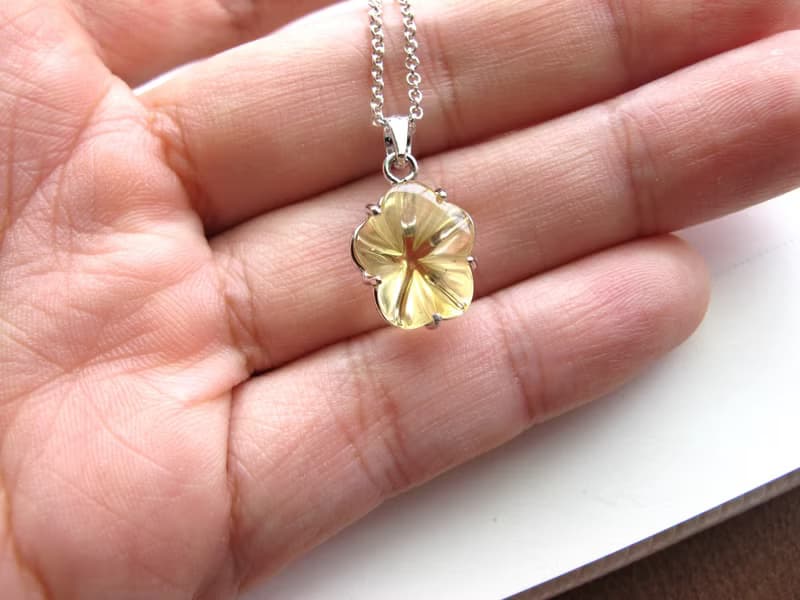 黃水晶 925純銀【金色小花朵】十一月誕生石 招財 交換禮物