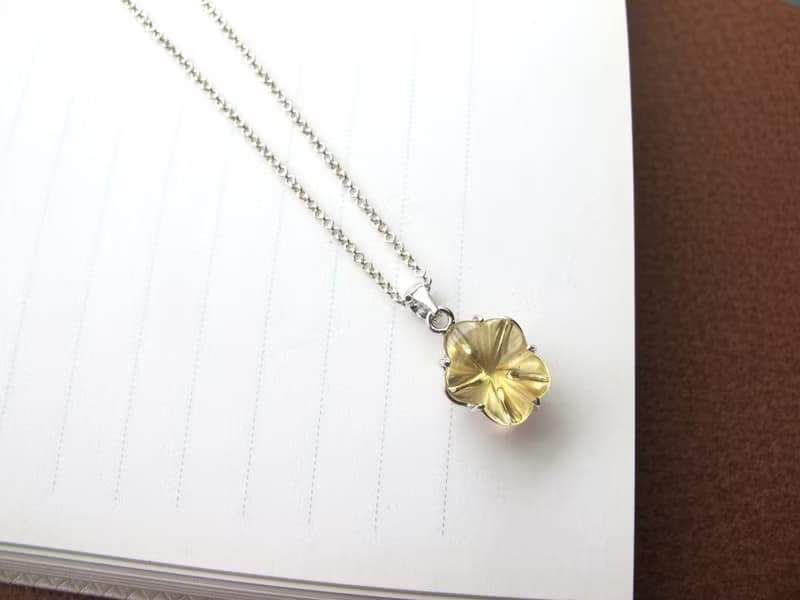 黃水晶 925純銀【金色小花朵】十一月誕生石 招財 交換禮物