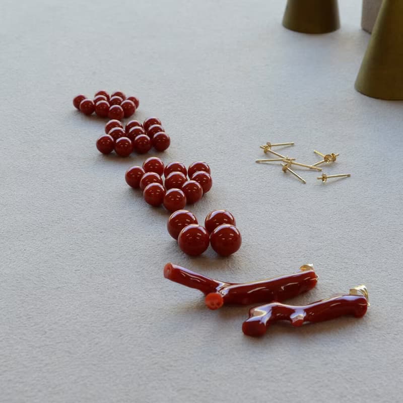 【稀有系列】18K紅珊瑚耳環 珠形珊瑚 日本製造 血赤珊瑚 日本製