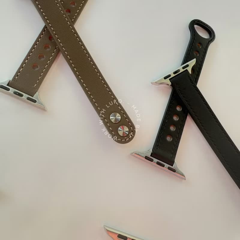 Apple Watch | 細款  雙圓釘扣真皮錶帶