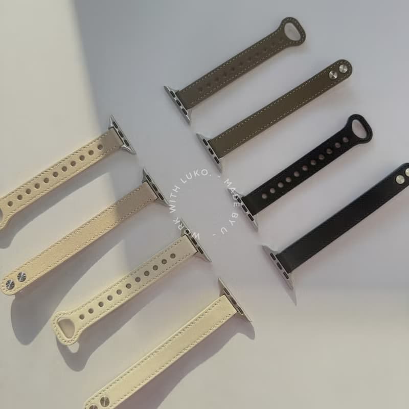 Apple Watch | 細款  雙圓釘扣真皮錶帶