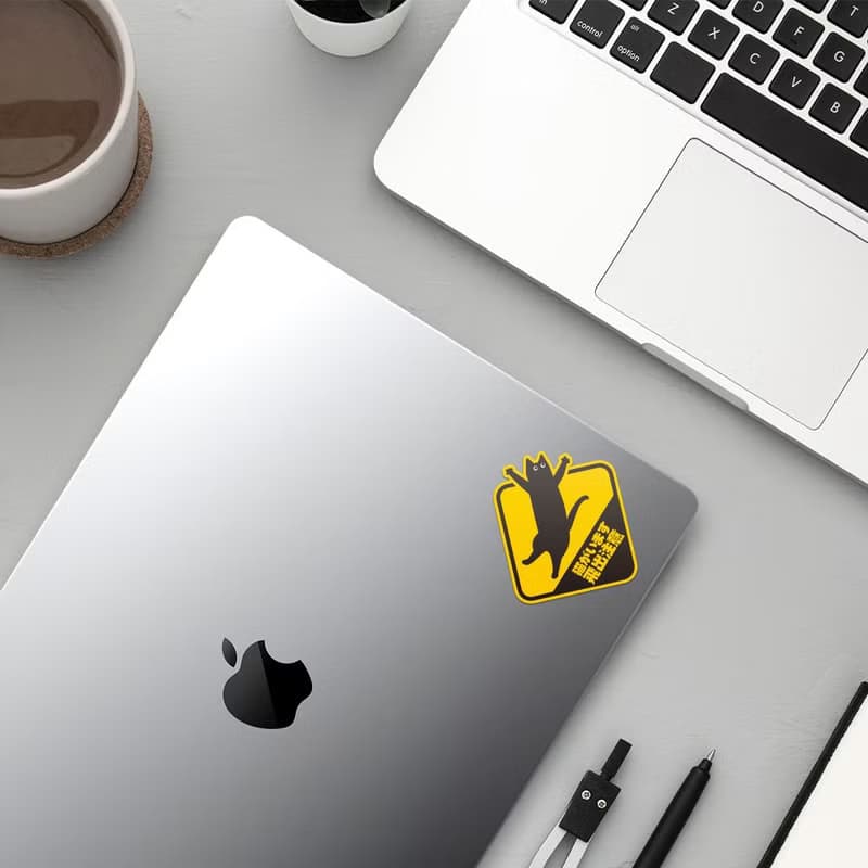 貓飛出注意 黑貓 防水貼紙組合 可貼筆電 行李箱 汽機車 194