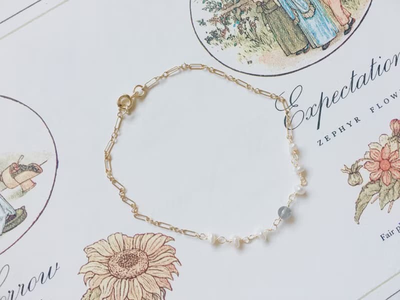 Enko | 探索地底皇室 魚子珍珠 拉長石 14K包金 手鍊