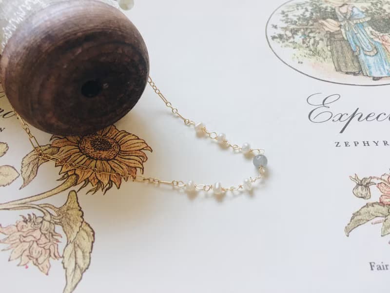 Enko | 探索地底皇室 魚子珍珠 拉長石 14K包金 手鍊