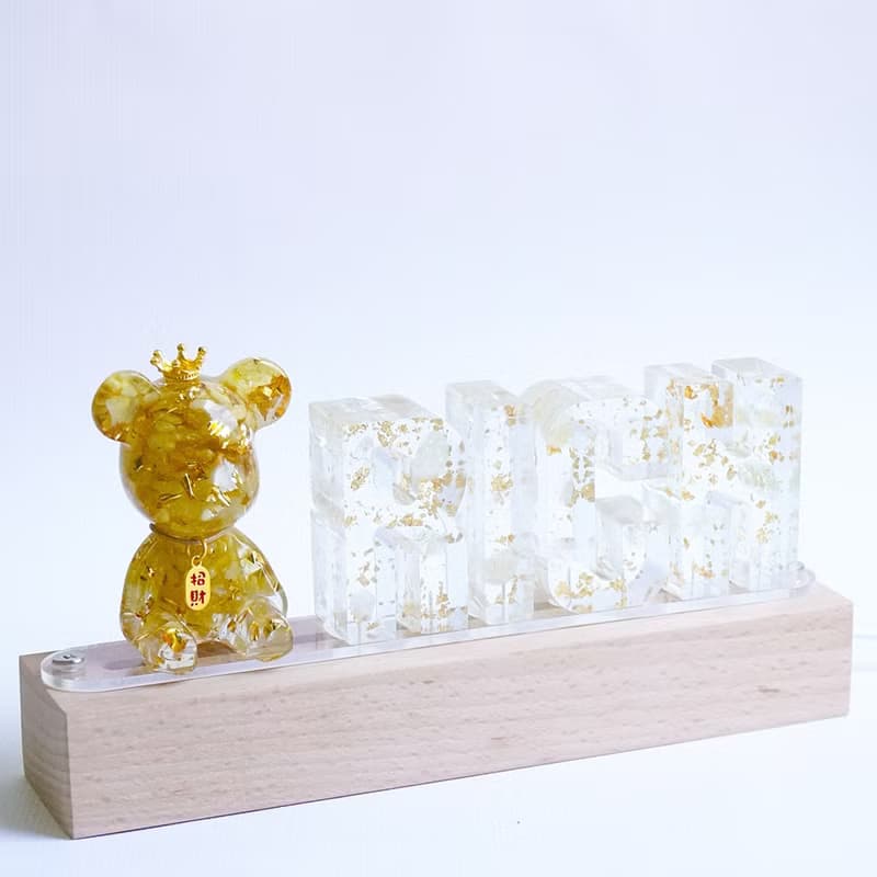 【Hourrae荷萊】獨家訂製 招財好運晶熊 招財吊牌 水晶擺件 RICH