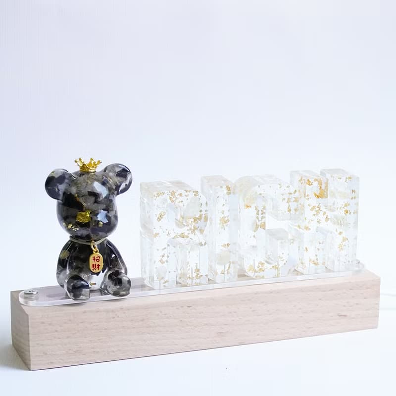 【Hourrae荷萊】獨家訂製 招財好運晶熊 招財吊牌 水晶擺件 RICH