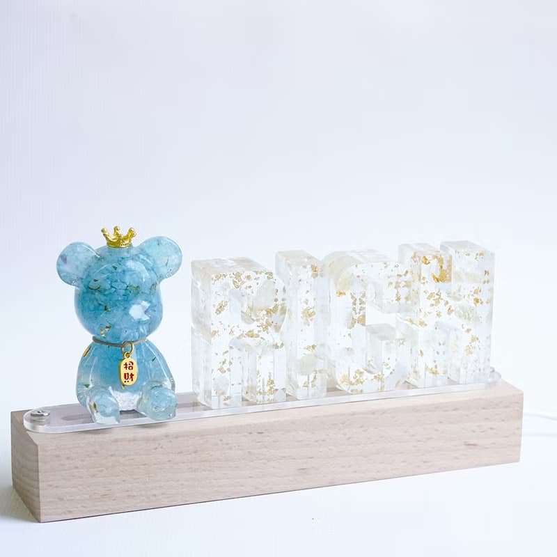 【Hourrae荷萊】獨家訂製 招財好運晶熊 招財吊牌 水晶擺件 RICH