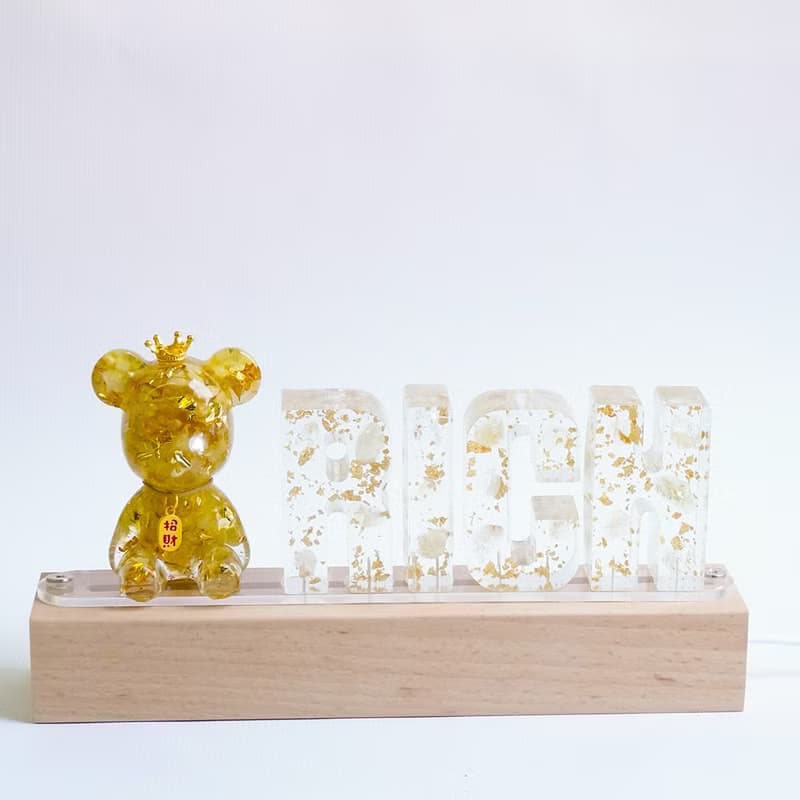 【Hourrae荷萊】獨家訂製 招財好運晶熊 招財吊牌 水晶擺件 RICH