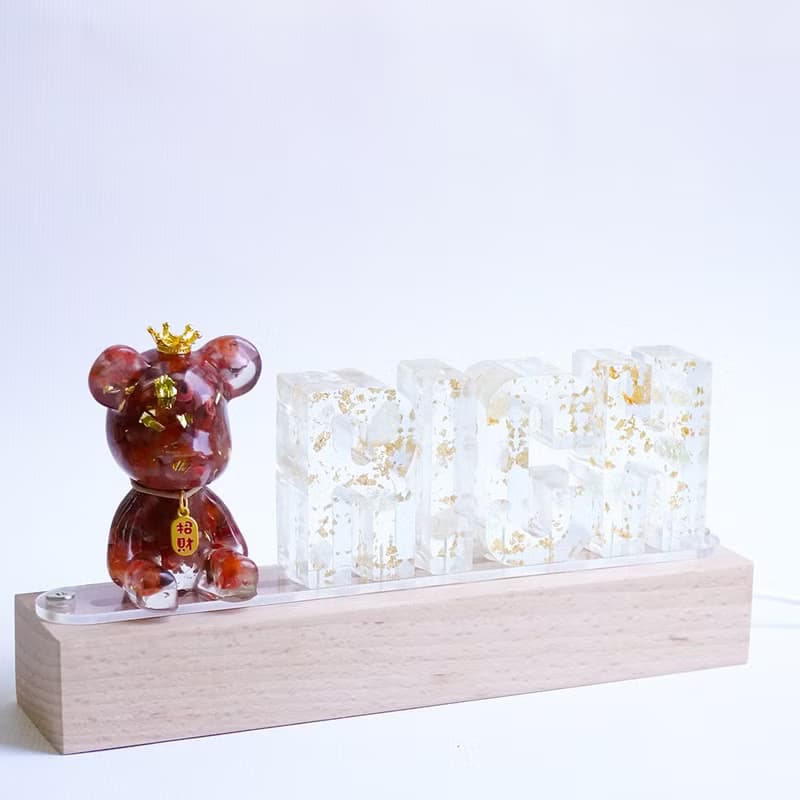 【Hourrae荷萊】獨家訂製 招財好運晶熊 招財吊牌 水晶擺件 RICH