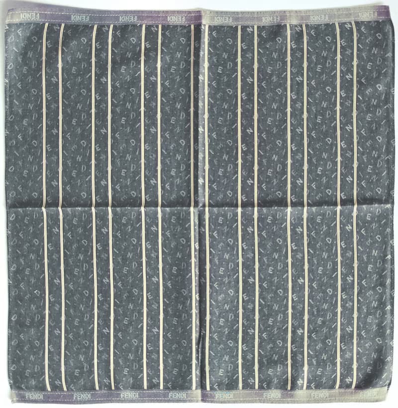Fendi Vintage Handkerchief \Pocket Square Men Grayish Blue Gifts 18 x 18 inches