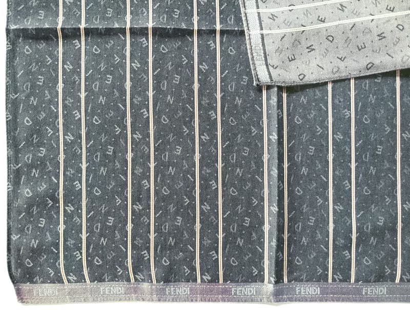 Fendi Vintage Handkerchief \Pocket Square Men Grayish Blue Gifts 18 x 18 inches