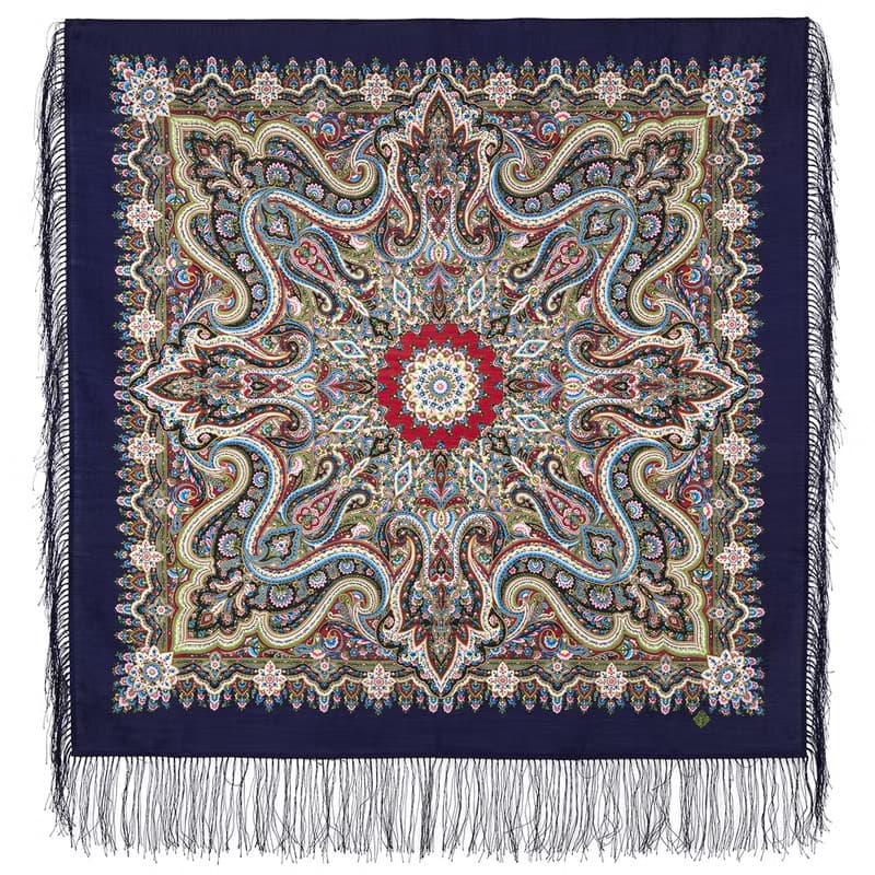 Authentic Pavlovo Posad Russian Shawl Scarf Soft 100% Wool 89x89 cm 1850-14