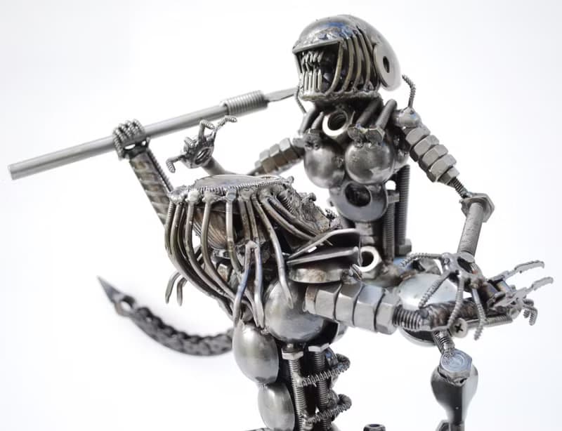 Monster & The Hunter SCRAP METAL Sculpture, Cool gift for him, Anniversary gifts