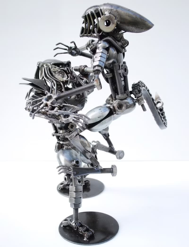 Monster & The Hunter SCRAP METAL Sculpture, Cool gift for him, Anniversary gifts