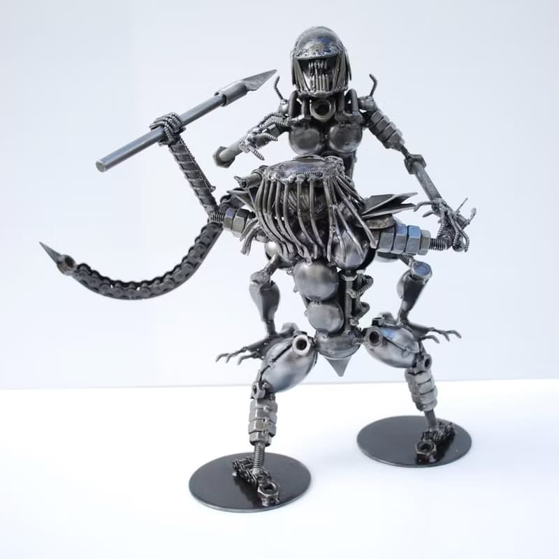 Monster & The Hunter SCRAP METAL Sculpture, Cool gift for him, Anniversary gifts