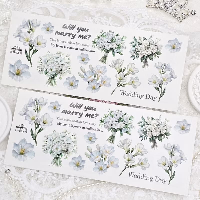 :White Bouquet: Matte Transparent sticker