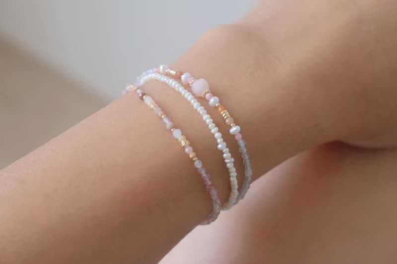 手鍊 粉紅澳寶 阿拉善石 珍珠 - 美好的早晨 -