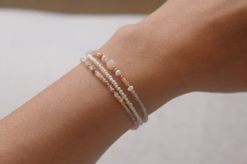 手鍊 粉紅澳寶 阿拉善石 珍珠 - 美好的早晨 -