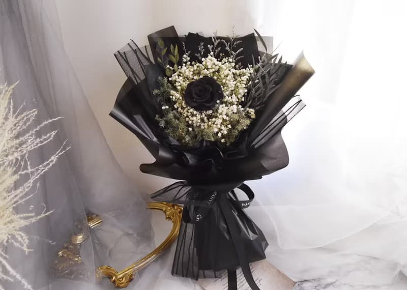 黑玫瑰花束 畢業花束 永生花 情人節 七夕 乾燥花 求婚 父親節