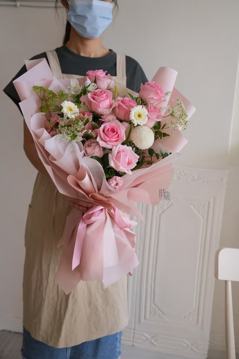 粉紅佳人 寶貝粉玫瑰 鮮花花束/限台中地區