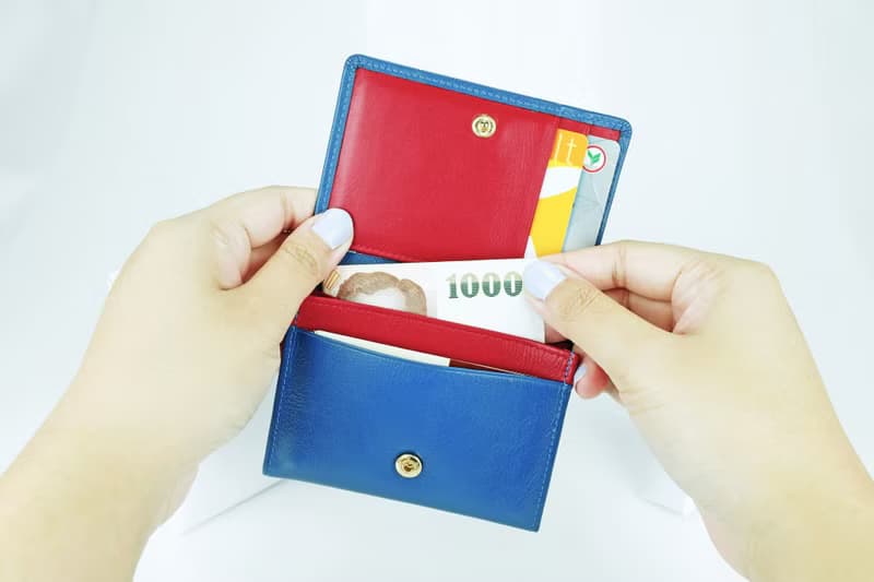 Navy Blue & Red Trim: Mini Purse / Cow Leather