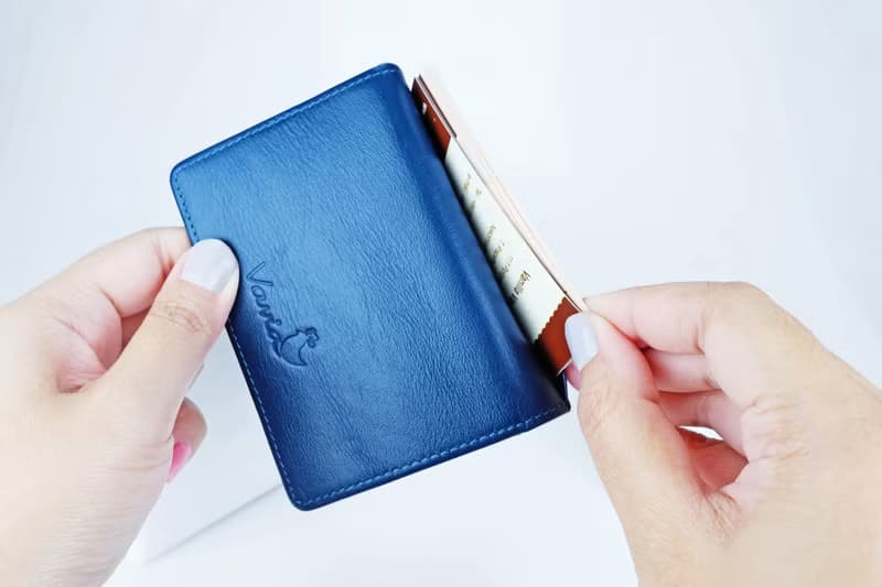 Navy Blue & Red Trim: Mini Purse / Cow Leather