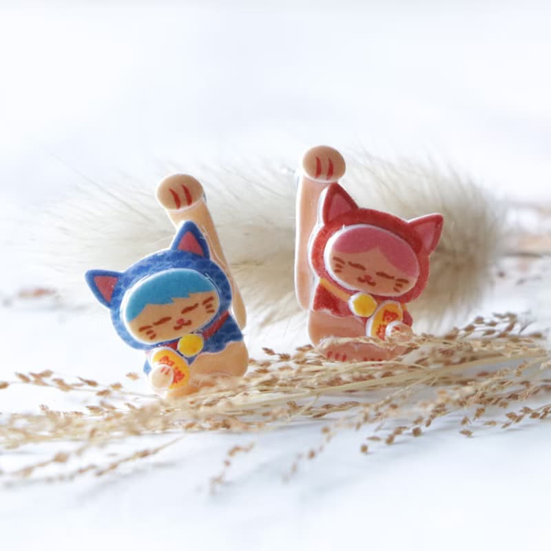 招財貓耳環