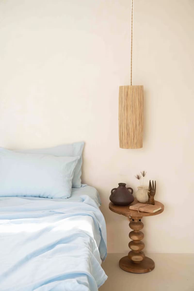 Sky blue linen fitted sheet / Softened linen bed sheet / Deep pocket