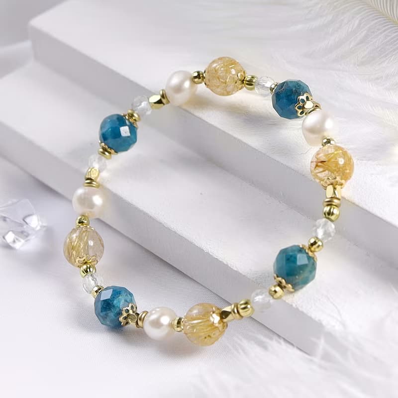 巴洛克舞會 | A120磷灰石鈦晶珍珠手鍊