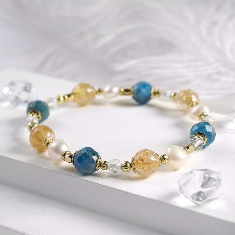 巴洛克舞會 | A120磷灰石鈦晶珍珠手鍊