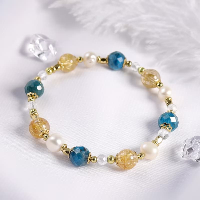 巴洛克舞會 | A120磷灰石鈦晶珍珠手鍊