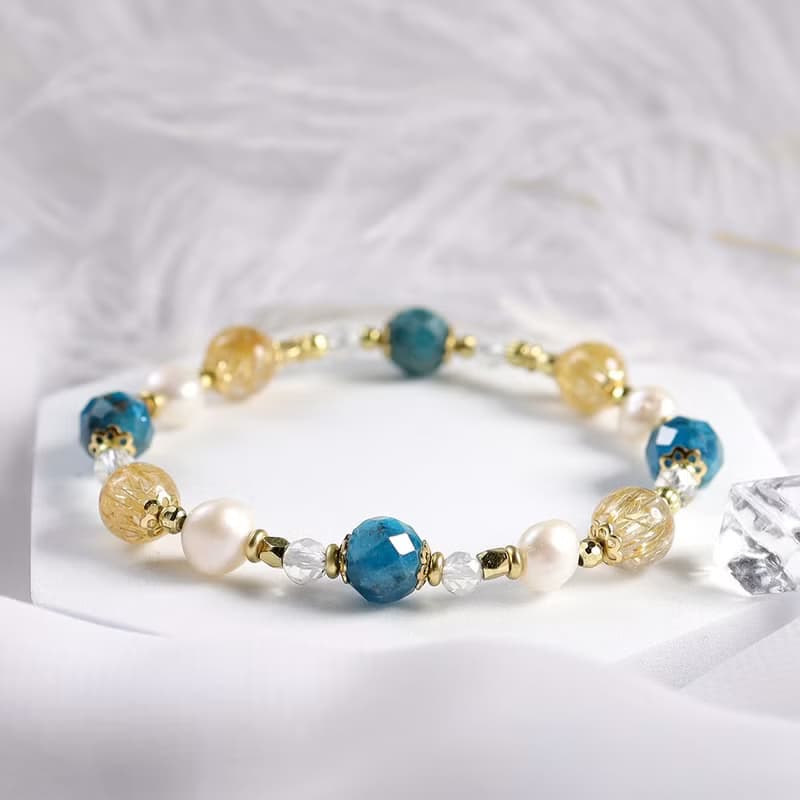 巴洛克舞會 | A120磷灰石鈦晶珍珠手鍊