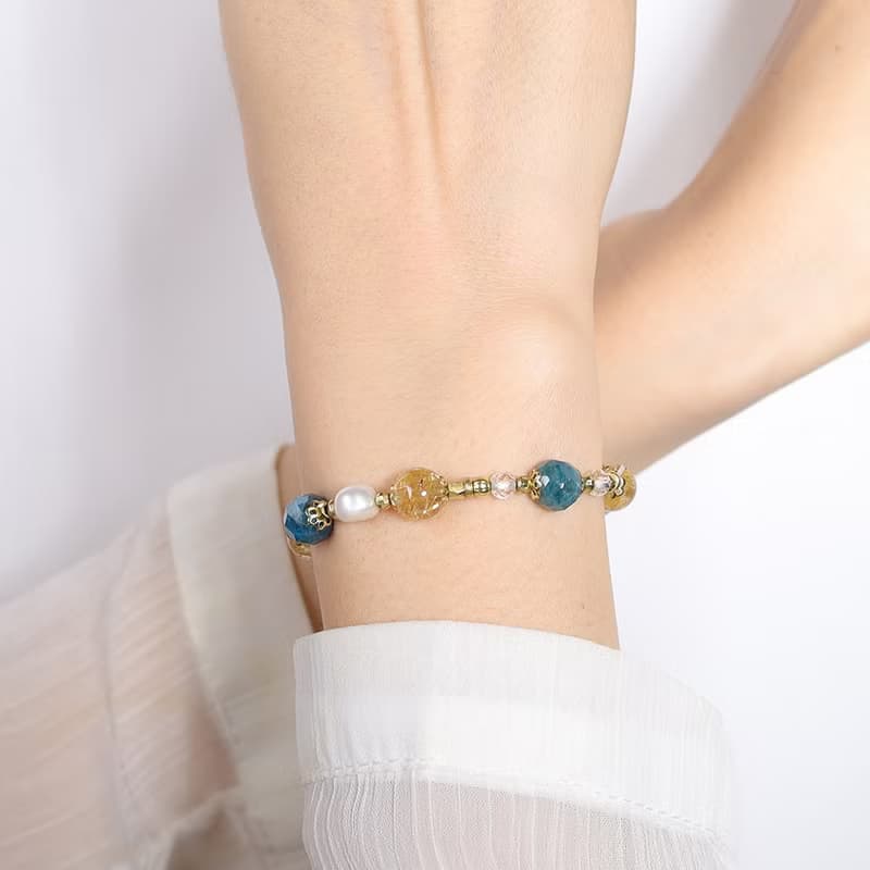 巴洛克舞會 | A120磷灰石鈦晶珍珠手鍊