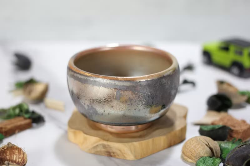 【送禮好物】110ml 柴燒 金屬彩光 手拉坯茶杯 鶯歌名家葉敏祥作