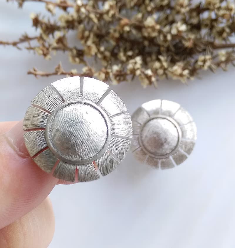 Vintage Jewelry 西洋古董飾品 銀色調 簡約幾何圓 夾式耳環