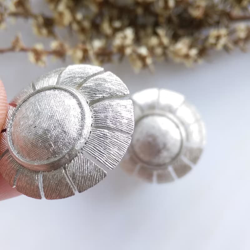 Vintage Jewelry 西洋古董飾品 銀色調 簡約幾何圓 夾式耳環