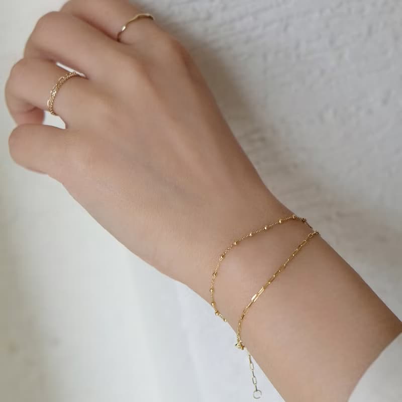 14K金點點細手鍊