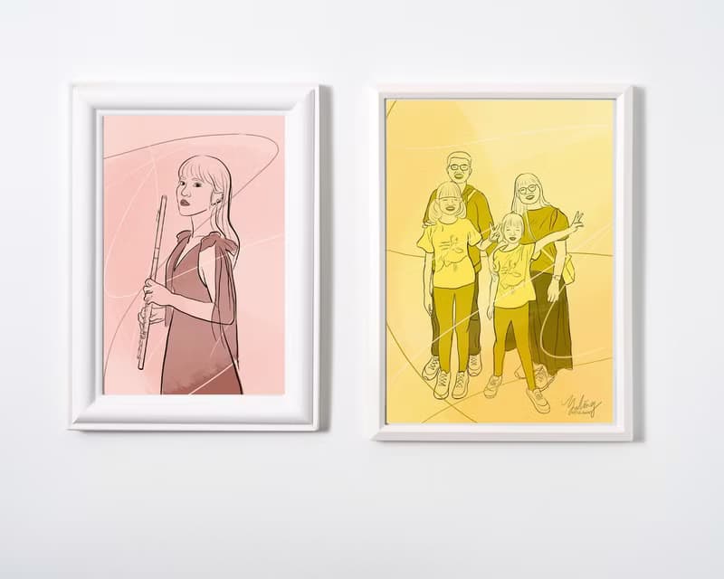 【數位】【似顏繪-北歐插畫風】全家福、情侶、畢業、生日、彌月、結婚