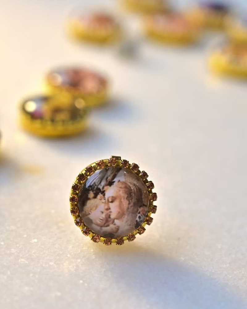 Button Cover 手作鈕扣飾~復古宗教~名畫系列: 聖母子與施洗約翰