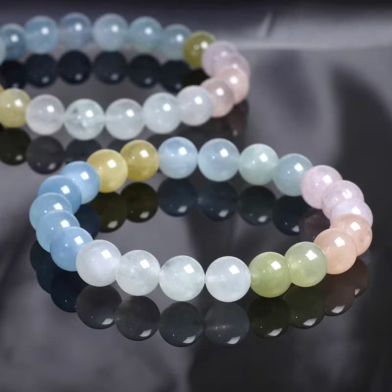 【特價】8.5mm 彩虹摩根石水晶手鍊│桃花人緣愛情 心輪能量 禮物