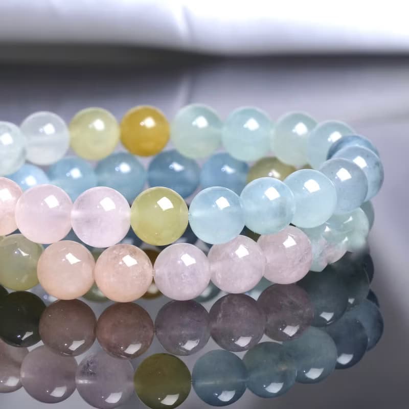 【特價】8.5mm 彩虹摩根石水晶手鍊│桃花人緣愛情 心輪能量 禮物