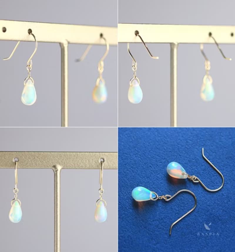 一粒オパール(ドロップ) K10フックピアス 10月誕生石~ESPOIR~